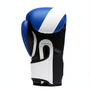 Gants de boxe en cuir PU bleu avec fermeture Velcro, sangle de poignet réglable pour l'entraînement des adultes - Product Image 2
