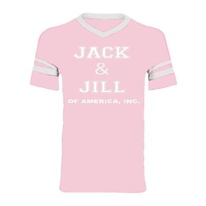 Youth <b>Pink</b> V Neck Printed T Shirt Short Sleeve Double Stripe Design Kids Casual Tee Soft Breathable Summer Everyday <b>Top</b> - Product Image 1