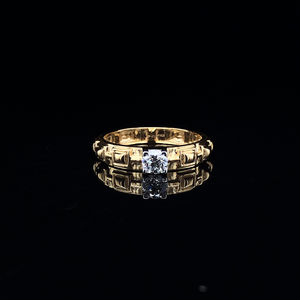 Anillo de compromiso de lujo con diamante natural de oro, color EF, corte brillante redondo, 0.4 ct, claridad VVS/VS, joyería fina para mujer. - Product Image 3