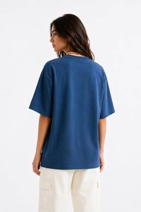 Camiseta de algodón extragrande para mujer The Roasters, cuello redondo, corte holgado, estampado de letras, azul, manga regular, para todas las estaciones - Product Image 3