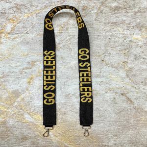 Correa de Bolso con Cuentas de Algodón Go Steelers, Accesorio de Bolso Elegante Hecho a Mano con Personalización, Perfecto para el Día del Partido - Product Image 1