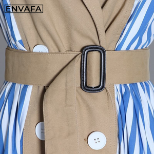 Chaqueta Cortavientos Transpirable Personalizada con Logotipo, Abrigo Largo con Cinturón y Doble Botonadura para Mujer, Estilo Coreano con Parches - Product Image 3