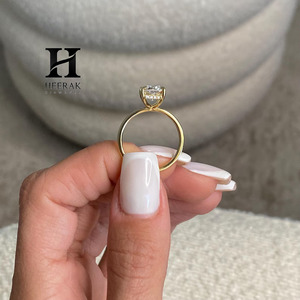 Crushed <b>Ice</b> Radiant Cut Diamond Wedding <b>Ring</b> Yellow Gold Thin Band Lab Created Diamond Solitaire <b>Ring</b> - Product Image 3
