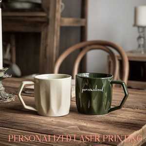 Custom White Green Custom Logo Retro Japanese Milk Mug Country Handmade Mirrored Porcelain <b>Cup</b> Ceramic Coffee Mugs Pottery <b>Cup</b> - Product Image 5