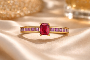 Anillo apilable de amatista hecho a mano en plata de ley 925 con gema octogonal para mamá - Product Image 3
