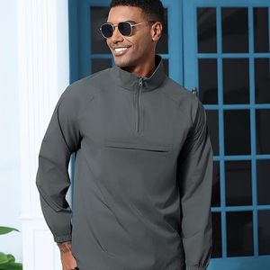 <b>Men's</b> Casual Quarter Zip <b>Pullover</b>-Athletic Windbreaker Lightweight <b>Jackets</b> Hiking Golf for <b>Men</b> Mock Neck with Pockets - Product Image 5