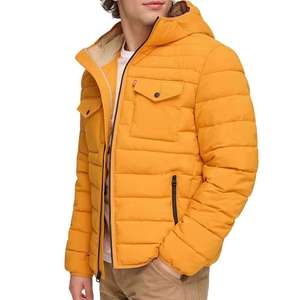 เสื้อแจ็คเก็ตพัฟเฟอร์มีฮู้ดสำหรับผู้ชาย WARPRO INDUSTRY สีเหลืองล้วน ปิดด้วยซิป กันลม สวมใส่สบายๆ ในฤดูใบไม้ร่วง ผลิตจากโพลีเอสเตอร์เคลือบบุใยสังเคราะห์ - Product Image 6