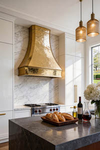 Masterpiece Brass Range Hood Featuring Artistic Metalwork Strong Airflow Premium Kitchen Ventilation Decorative Appeal Everyday - Product Image 6