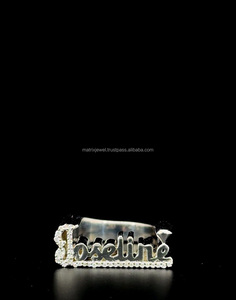 Nuevas señoras personalizadas familia 3D nombre Último 925 Starling plata Moissanite anillo de diamante para hombres mujeres joyería regalo - Product Image 1