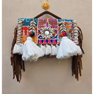 Diseñador exclusivo Banjara Vintage bolsos y embragues espejo trabajo monederos con bordado a mano Patchwork mujer bolso de cuero - Product Image 2