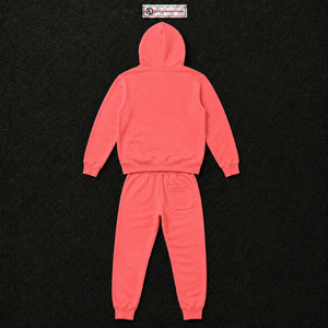 Conjunto de Sudadera con Capucha Oversize Rosa Coral para Hombre y Mujer, Sudadera Lisa con Capucha y Pantalones Deportivos de Pierna Ancha, Estilos Casuales de Streetwear - Product Image 6