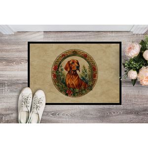 New Red Redbone Coonhound <b>Christmas</b> Flowers Doormat Non-Slip Indoor Outdoor 18H X 27W Rug Washable Low Pile Front Door <b>Mat</b> for - Product Image 2