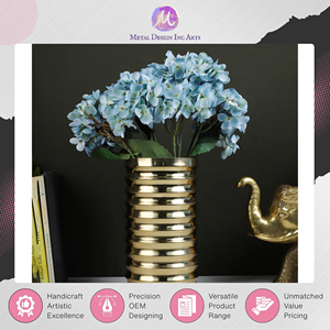 Hot Sale on Top Quality Stunning Large Cylindrical Gold Flower <b>Vase</b> of Aluminium for Home Decoration at Exceptional Price - Product Image 4