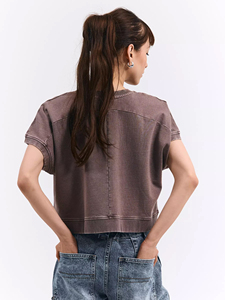 Women's Oversized Acid Washed T Shirt 100% Cotton French Terry Streetwear Y2k <b>Top</b> Custom Logo <b>Raglan</b> Sleeve Cropped Vintage Tee - Product Image 3