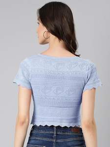 Camiseta corta de verano para mujer, corte ajustado, tela de seda de leche, manga corta, estilo dulce, top tipo jersey, diseño de punto liso - Product Image 3