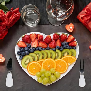 Plateau décoratif en marbre fait main moderne pour la vaisselle, organiseur de fruits, assiette personnalisée en forme de cœur, vente en gros - Product Image 1