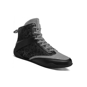 Zapatillas de Boxeo con Cordones y Malla Transpirable, de Caña Alta, Color Negro y Gris, Calzado Deportivo - Product Image 2