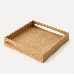Premium Solid Oak Wooden Serving <b>Tray</b> With Integrated Carved Handles Minimalist Rectangular Decorative <b>Tray</b> For <b>Breakfast</b> Decor - Product Image 1