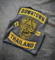 Veste de moto en cuir avec patchs brodés personnalisés pour Downtown à Surat Thani, Thaïlande