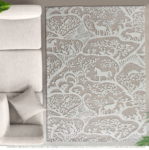 พรมขนสัตว์สีแดงเข้มถักมือ ลายดอกไม้พฤกษศาสตร์เต็มผืน  จำหน่ายในราคาขายส่ง - Product Image 2