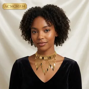 18K Gold Plated Classic Arabic <b>Choker</b> Chikset for Women Dubai Style Fringe Necklace Anniversary - Product Image 2