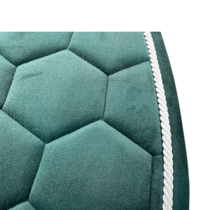Ensemble de tapis de selle de dressage en velours personnalisé, matelassé nid d'abeille vert, avec voile anti-mouches et bandages de polo pour l'équitation - Product Image 5