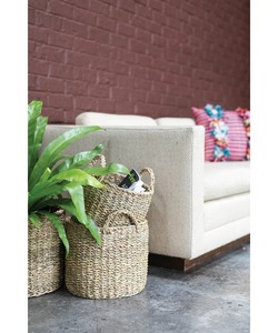 Set of 3 Round Seagrass <b>Baskets</b> with Handles Handmade <b>Storage</b> <b>Basket</b> Wholesale eco-friendly Made in Vietnam - Product Image 4