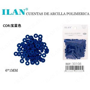 Perline a disco in argilla polimerica 6x1 mm blu reale per la creazione di gioielli - Product Image 3