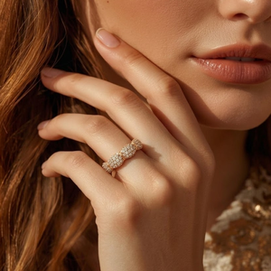 Bijoux fins Design de luxe meilleure qualité 18k or rose massif diamant naturel rond détaillé cluster anneaux pour fille - Product Image 2