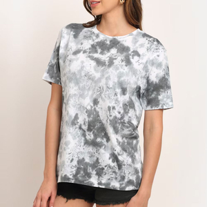 Tie and <b>Dye</b> 100% Cotton <b>material</b> T-shirt For Women Short Sleeves Round neck Customized Logo Printing - Product Image 2