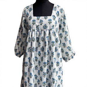 Boho Floral Print <b>Mini</b> Dress Women Cotton Summer Short Dress Beach Wear Casual Bohemian Style Lightweight Fashion Dress Handmade - Product Image 1