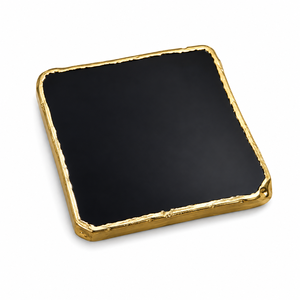 Wholesale Price Natural Black Agate Stone <b>Coasters</b> Gold Electroplated Edge Handmade Polished Crystal <b>Drink</b> Set Feng Shui Home - Product Image 5