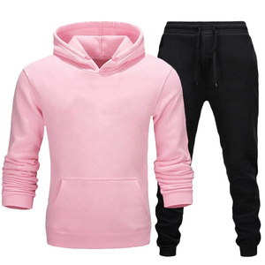 Survêtement à capuche blanc pour homme, manches longues, couleur unie, décontracté, pour l'automne, avec poches latérales, matière en coton respirant - Product Image 2