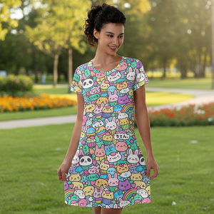 EffiPrint Sweet Leopard Abito T-Shirt Personalizzato Eco-Friendly con Stampa Naturale in Vita, Stampa su Richiesta, Dropshipping - Product Image 3