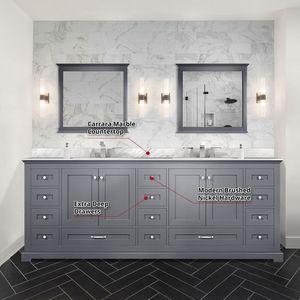 Grigio scuro 84 pollici. L X 22 Pollici Mobile Bagno Doppio con Top in Marmo di Carrara - Product Image 6