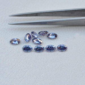 4x6mm Lab créé bleu à facettes ovale fabriqué à la main en vrac pierre précieuse synthétique Moissanite du fournisseur de bijoux - Product Image 3