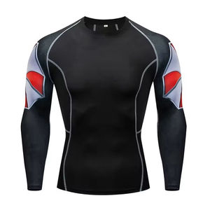 Custom Mens Long Sleeve Rash Guard Quick Dry <b>Swimwear</b> Breathable Stretch Compression Shirt Anti <b>UV</b> - Product Image 2