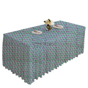 Cotton Hand Block Printed Rectangle Table Linen Pleated <b>Tablecloth</b> Dining Table Cotton Custom Table Cover Rectangle <b>Tablecloth</b> - Product Image 5