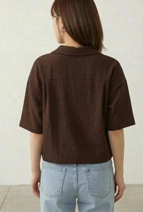 Women Oversize <b>Shirts</b> Baggy Relaxed Fit <b>Half</b> Sleeve Drop Shoulder <b>Shirt</b> - Product Image 3