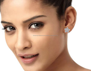 Elegant Unique Designer Fine Jewelry 925 Sterling <b>Silver</b> Large Star <b>Stud</b> Gold Plated Lab Grown Diamond Earrings Trendy Gift - Product Image 2