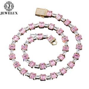 Luxury Iced Luxury Moissanite <b>Statement</b> <b>Necklace</b> 18K Gold Filled Emerald Cut Geometric Link Chain Women's Party Jewelry For Sale - Product Image 3