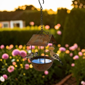 Bain d'oiseaux suspendu vintage fait main en fer, abreuvoir décoratif pour oiseaux de jardin extérieur, bol décoratif pour oiseaux de cour, décoration de jardin - Product Image 2
