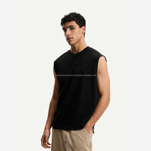 T-shirt sans manches en polyester avec logo personnalisé Débardeur à capuche pour fitness et gym - Product Image 3