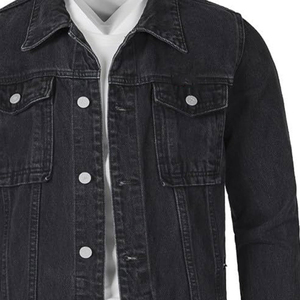 Men's Solid Color <b>Denim</b> Jacket Regular Fit Button Fly Dark Wash Casual Outerwear Autumn Woven Cotton <b>Material</b> - Product Image 5