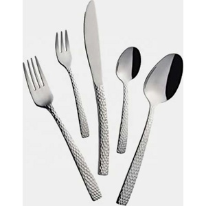 Juego de cubiertos con mango martillado de diseñador mate plateado de acero inoxidable de lujo a precio barato al por mayor de fábrica - Product Image 1