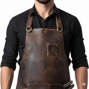 Delantal de Cuero Retro con Acabado Desgastado para un Look Vintage, Ropa de Trabajo de Calidad Profesional para Barberos Hipster LPN-0243 - Product Image 5