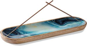 Porta incienso de madera natural y recogedor de cenizas, bandeja de madera para varillas de incienso de Curio Craft - Product Image 5