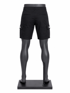 Shorts cargo noirs pour hommes, en mélange de coton personnalisé, multi-poches, vêtements de travail utilitaires, shorts décontractés d'extérieur, fournisseur de vêtements en gros OEM - Product Image 2