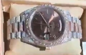 Reloj de Pulsera Personalizado para Hombre, Estilo Hip Hop, Completamente Cubierto de Moissanita, Acero Inoxidable, Esfera de Cristal Analógica, Primer Pago - Product Image 2
