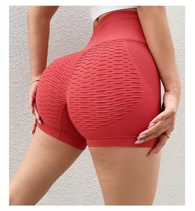 Shorts de sport OEM FASPAR pour femme, taille haute, sans couture, en polyester, couleur unie, avec effet froncé aux fesses, pour l'entraînement et la gym, direct usine - Product Image 4